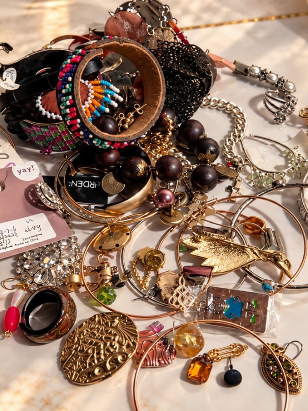 Large Mixed Costume Jewelry Lot – Earrings Bracelets Necklaces Rings Brooches